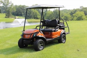 New Yamaha Atomic Orange Adventurer 2+2 Gas Golf Car-Iowa, Illinois, Wisconsin, Nebraska-Harris Golf Cars