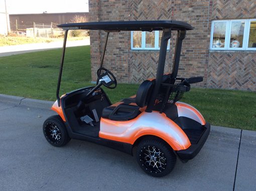 Custom White and Orange Golf Car - Image 2