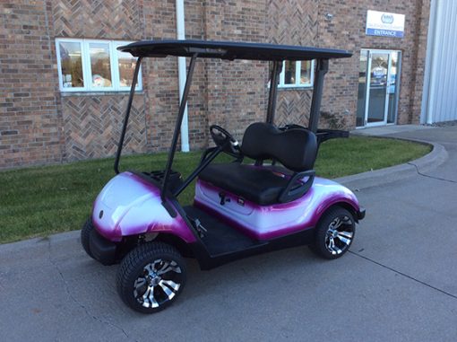 Custom White and Purple Golf Car