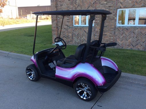 Custom White and Purple Golf Car - Image 2