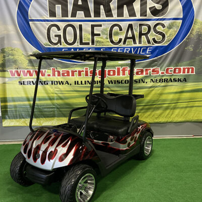 Red and Silver Flame Golf Car
