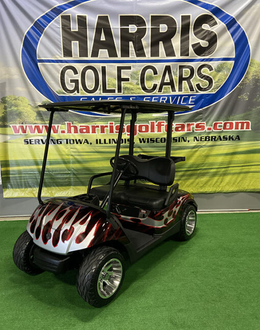 Red and Silver Flame Golf Car