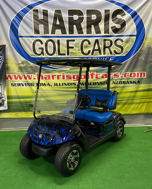 2011 Custom Blue and Black Flame Golf Car