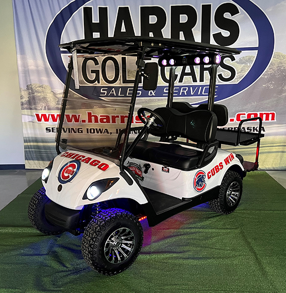 Custom Chicago Cubs Glacier White 4-Passenger Golf Car