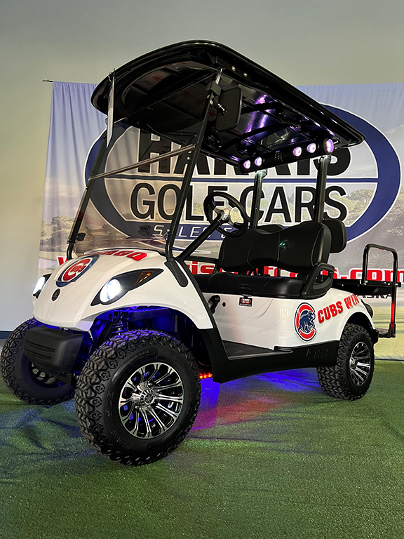 Custom Chicago Cubs Glacier White 4-Passenger Golf Car - Image 2