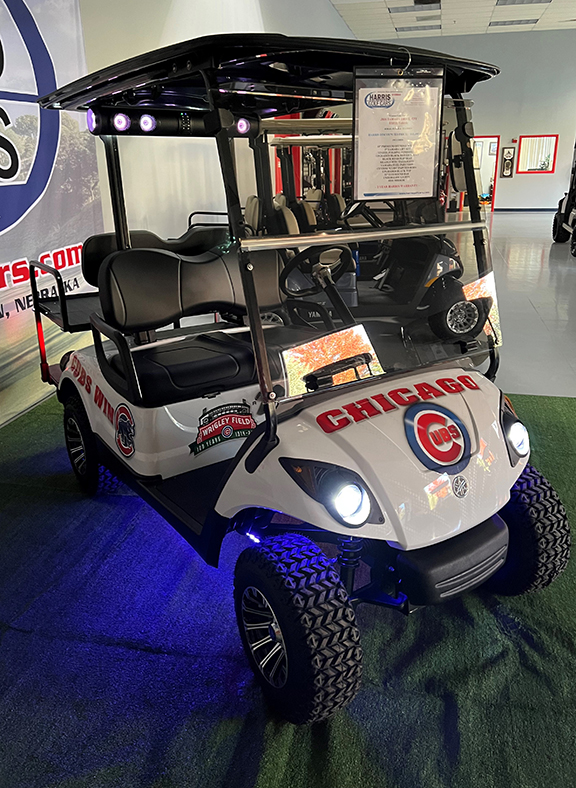 Custom Chicago Cubs Glacier White 4-Passenger Golf Car - Image 3