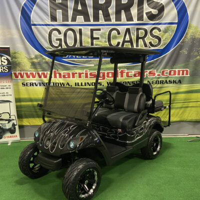 Custom Black and Silver Flame 4-Passenger Golf Car