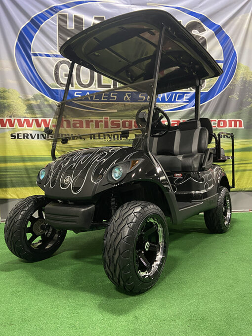 Custom Black and Silver Flame 4-Passenger Golf Car - Image 3