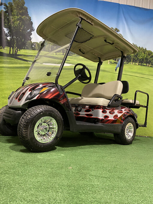 Custom Red and Black Flame 4-Passenger Vehicle - Image 3